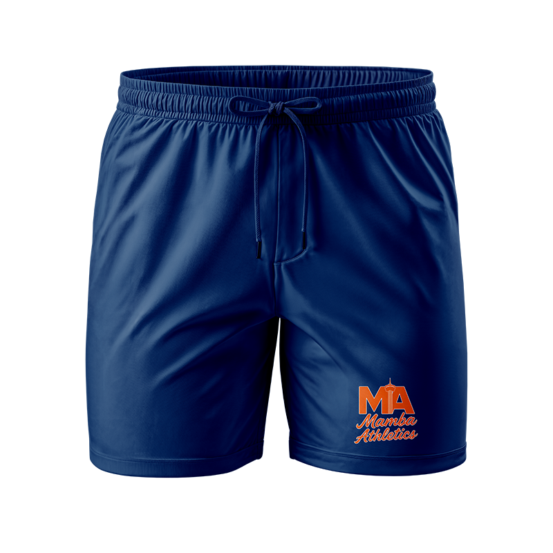 Blue Mamba Athletics shorts by BOLT Custom Sportswear, featuring athletic design and comfortable fit for active wear.