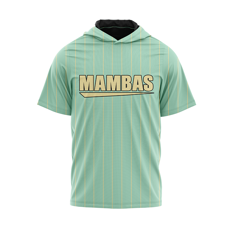 Mint green MAMBAS short sleeve hoodie by BOLT Custom Sportswear, featuring a comfortable fit and sporty design.