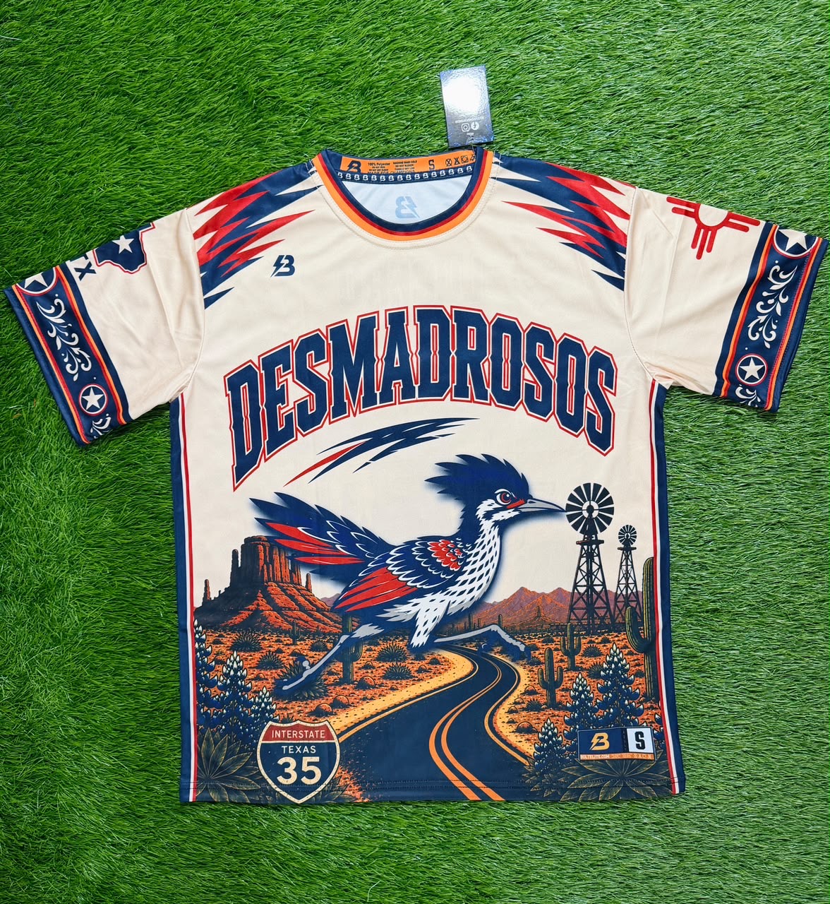 Bolt Custom Sportswear DESMADROSOS Road Runner sweatshirt, front view showcasing the bold graphic design and comfortable fit.