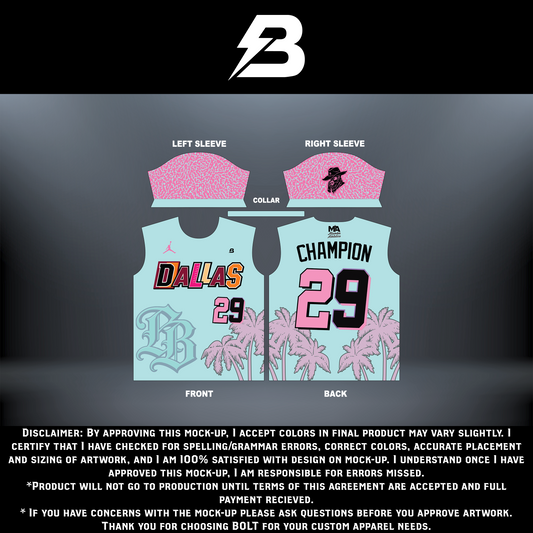 BOLT Custom Sportswear Bandito Brawlerz Por Vida team logo on a black fabric background