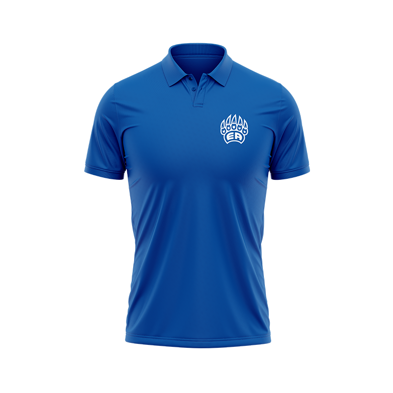 Blue BEARS polo shirt by BOLT Custom Sportswear, featuring a classic collar and embroidered bears logo.