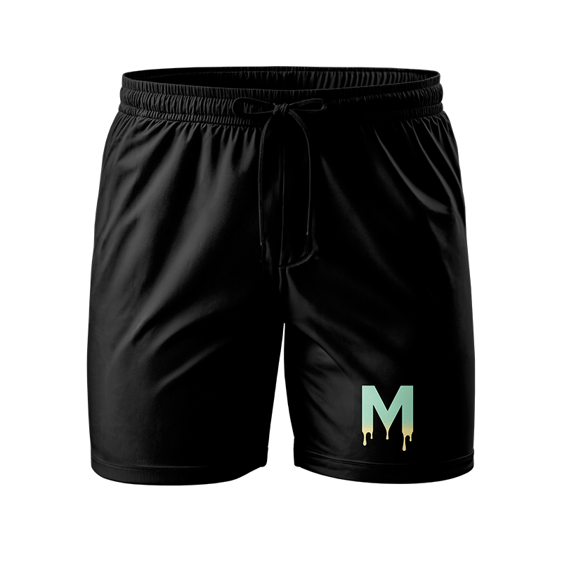 Black MAMBAS shorts by BOLT Custom Sportswear, athletic fit with logo detail, suitable for sports and casual wear.
