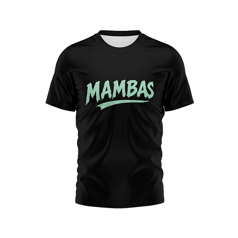 Black MAMBAS short sleeve shirt by BOLT Custom Sportswear, featuring a sleek design and comfortable fit.