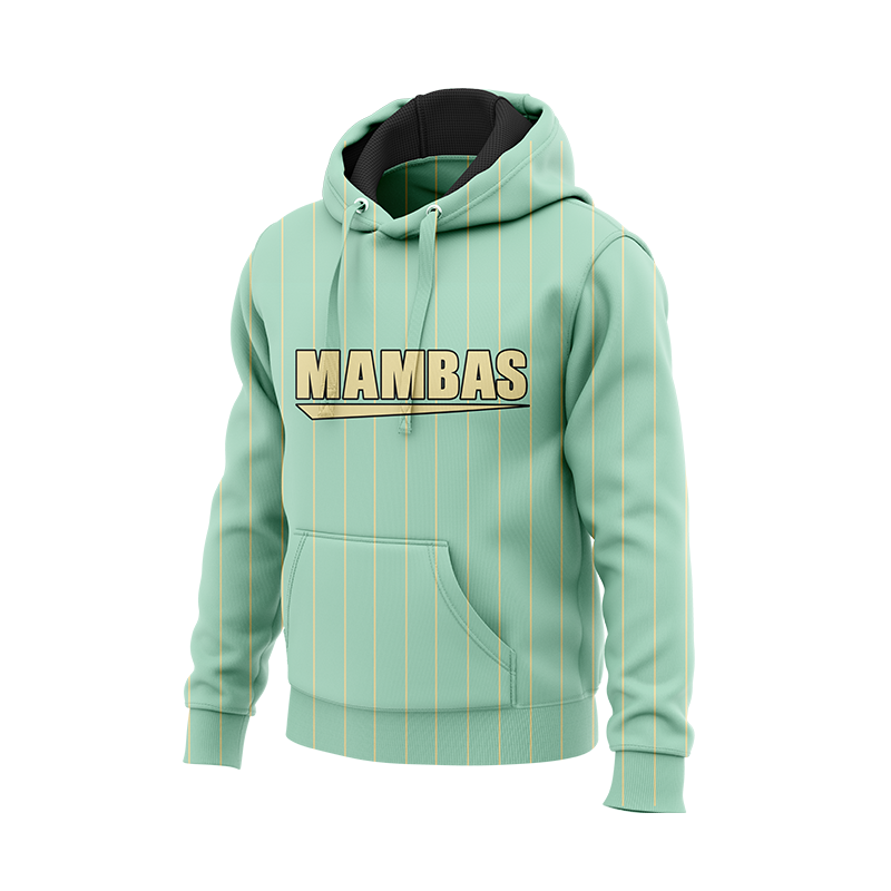 Bolt Custom Sportswear MAMBAS hoodie with mint green color and logo on front, casual fit, ideal for athletic and everyday wear.