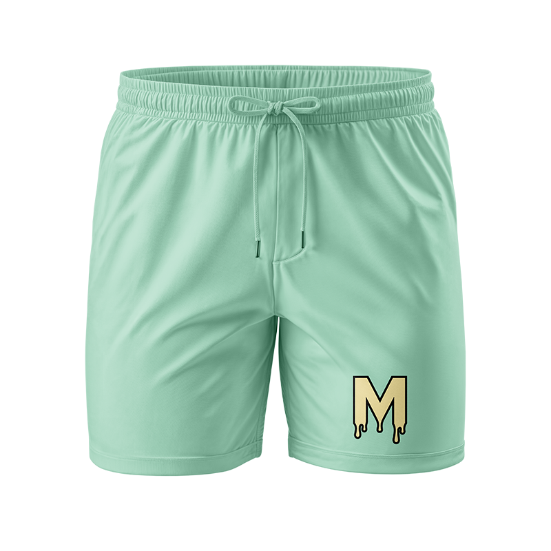 Blue Mambas shorts by BOLT Custom Sportswear with a sporty design and elastic waistband, displayed on a plain background.